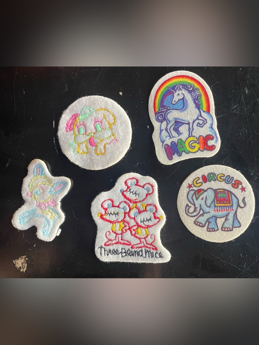 Embroidered Patches - White with Multicolor Accents